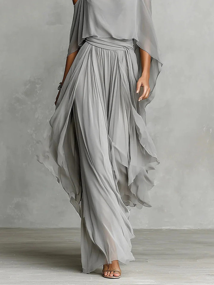 Amandine™ | Fluid Grey Set with Thin Strap Top and Lightweight Trousers