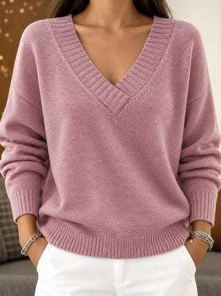 Lenia V-Neck Sweater in Pink