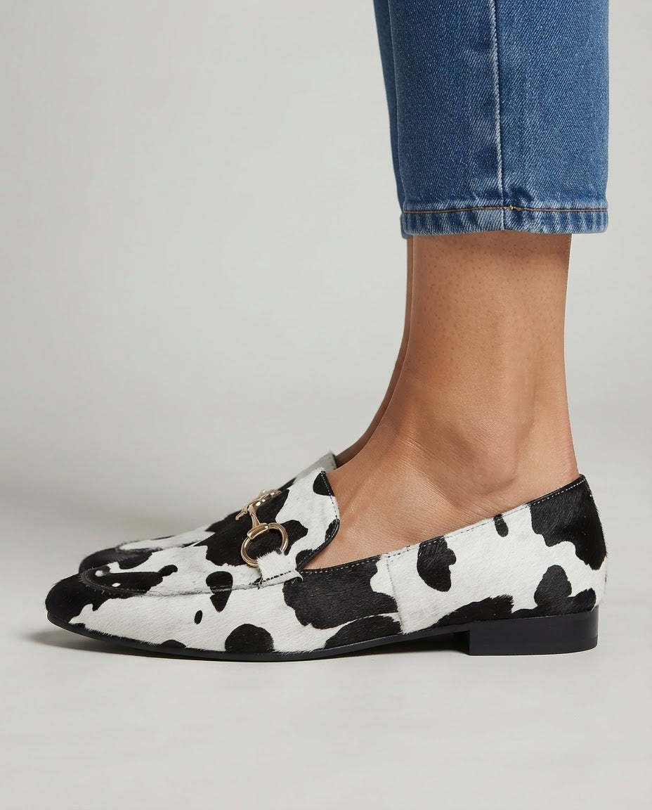 Chiara | Comfortable Moccasins with Cow Print