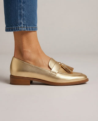 Dorotea Moccasin — Gold with Tassels
