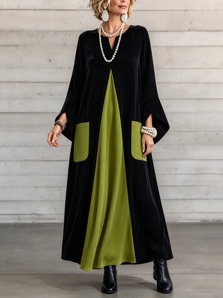 Gisella | Velvet Color Block Maxi Dress