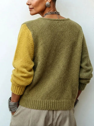 Artistic Cozy Asymmetric Color-block Knit Sweater