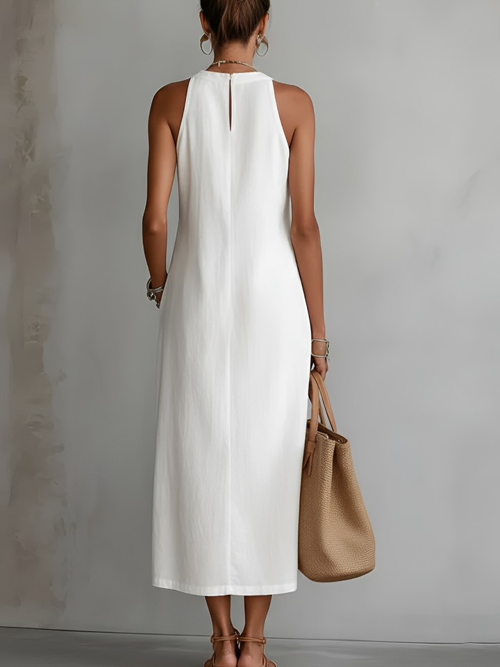 Jimena™ | Casual Embroidered Midi Dress with Mandarin Collar