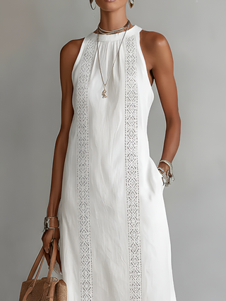 Jimena™ | Casual Embroidered Midi Dress with Mandarin Collar