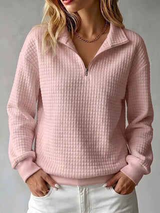 Brynmore™ | Solid Color Stand Collar Long Sleeve Casual Loose Waffle Knit Pullover