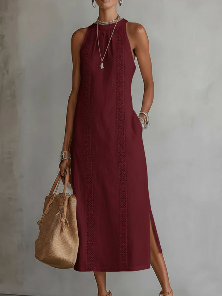 Jimena™ | Casual Embroidered Midi Dress with Mandarin Collar