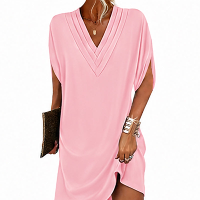 Ottilie™ | V-Neck Pleated Batwing Sleeve Dress For Women