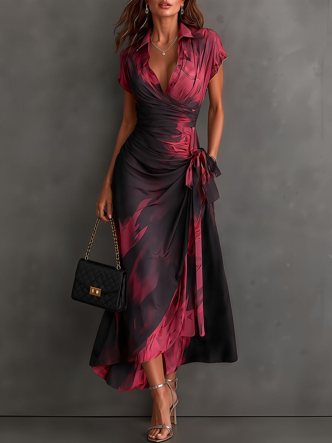 Rosalia | Printed Wrap Midi Dress