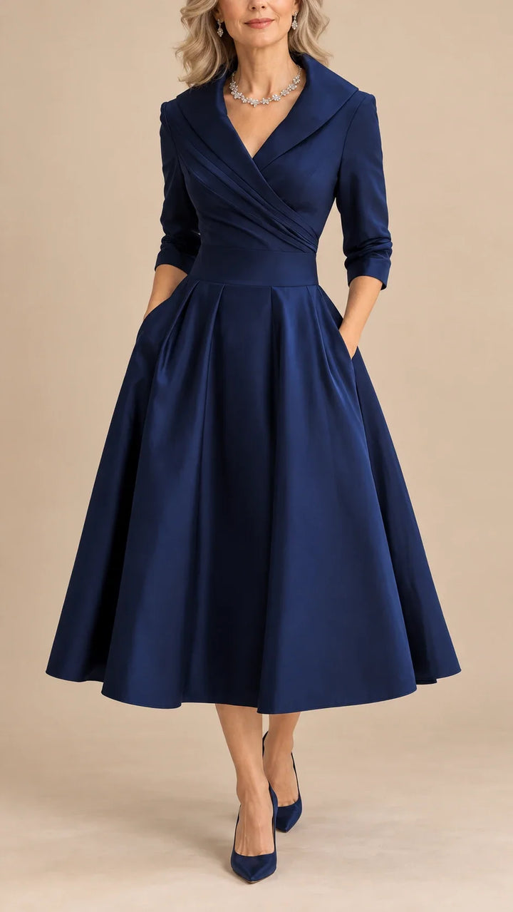Vivienne | Wrap Shawl Collar Midi Dress