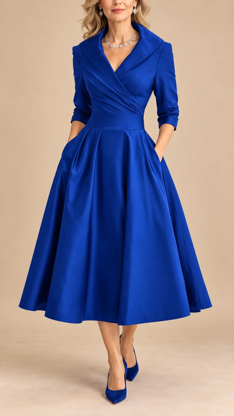 Vivienne | Wrap Shawl Collar Midi Dress