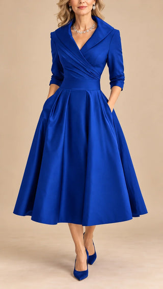 Vivienne | Wrap Shawl Collar Midi Dress
