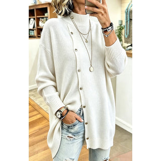 Sharon | Longline Buttoned Turtleneck Cardigan