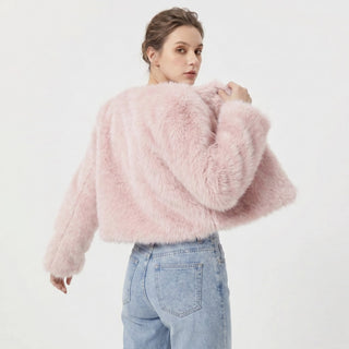 Mia | Women's Cropped Faux Fur Cardigan Jacket