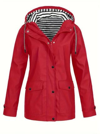 Eleanor | Women's Hooded Striped-Lined Zip-Up Waterproof Rain Coat